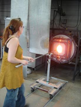 Julie in the hot shop