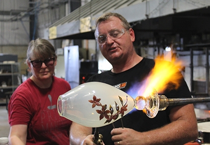 George and Sally Working on the Lathe