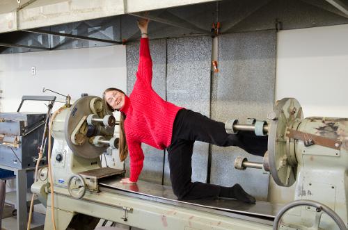 Beth, yoga on the lathe